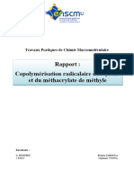 Copolymerisation Radicalaire Du Styrene Et Du Methacrylate de Methyle