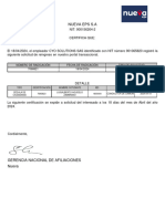 Cert Nueva Eps Luis Alberto Agudelo C&o