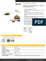 Pulidora Velocidad Variable 7" 1,200 W, C/accesorios, Pretul