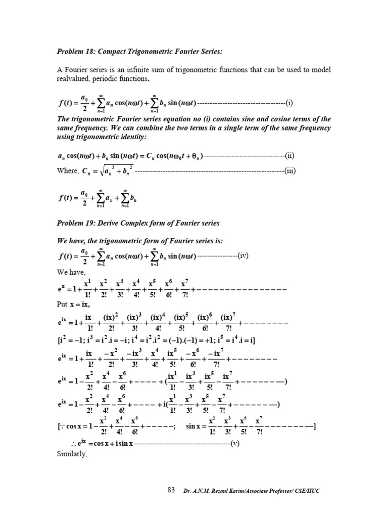 Fourier Series for CSE Students | PDF | Fourier Transform | Spectral ...