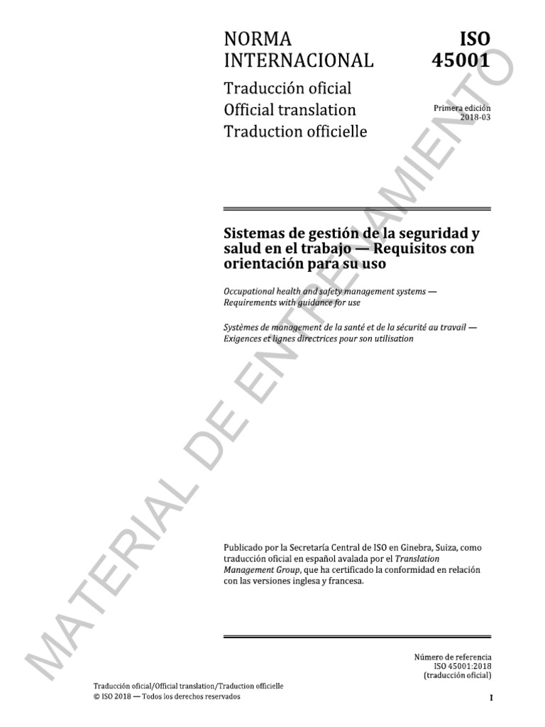 Iso 45001 - Material de Entrenamiento | PDF