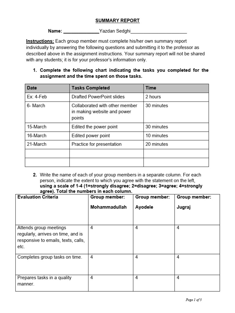 Summary Report Template | PDF | Human Communication | Cognition