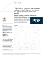 Understanding COVID-19 Vaccine Hesitancy in Meghalaya, India Multiple Correspondence and Agglomerative Hierarchical Cluster Analys