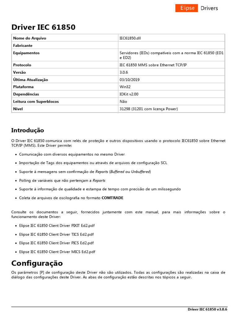 Driver IEC 61850 v3.0.6 para IEDs | PDF | Modelo OSI | Endereço de IP