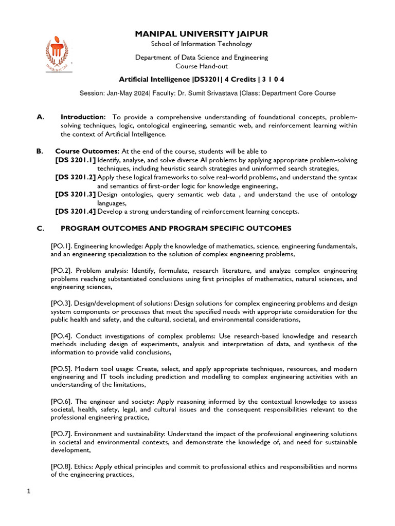 Ai course handout dse 6th sem pdf artificial intelligence