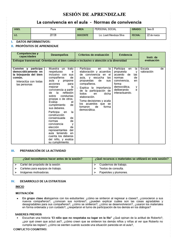 Normas de Convivencia en el Aula 3B | PDF | Evaluación | Salón de clases