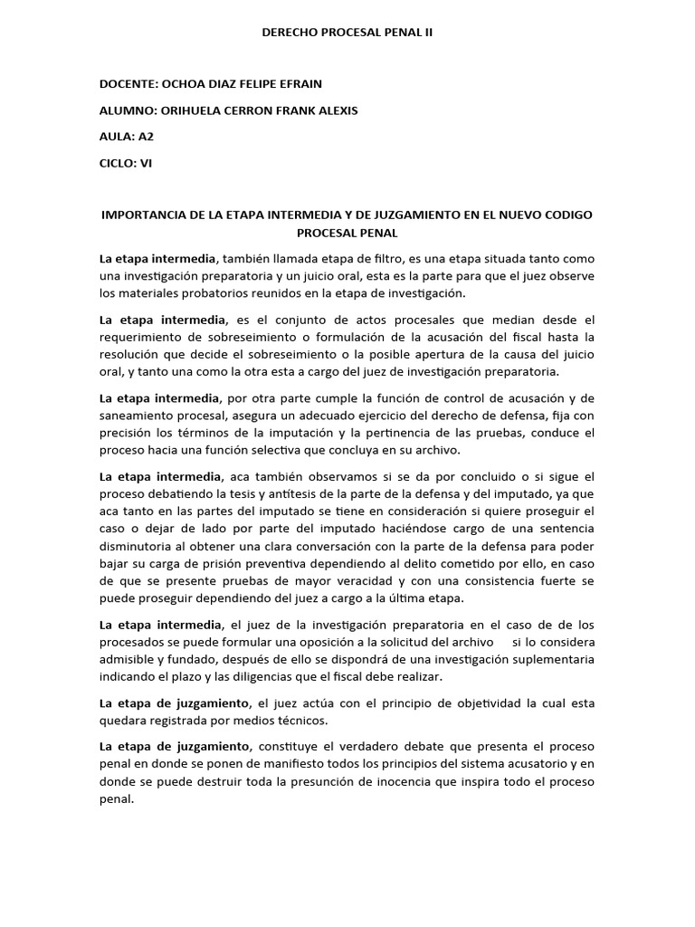 Etapas del Derecho Procesal Penal II | PDF | Fiscal | Ley procesal