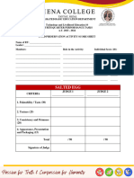 Food Preservation Activities Score Sheet