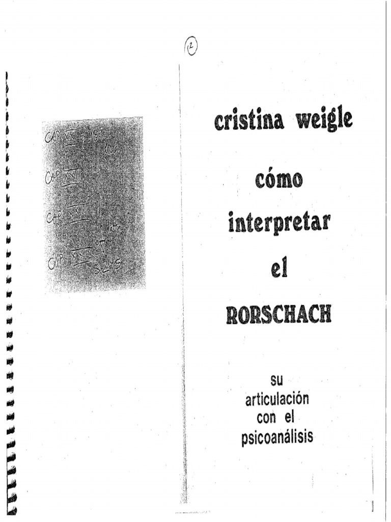 Weigle. (1998) Cómo Interpretar El Rorscharch. Su Articulación Con El ...