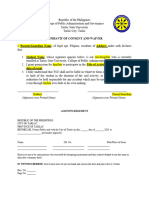 AFFIDAVIT OF CONSENT AND WAIVER Format 1