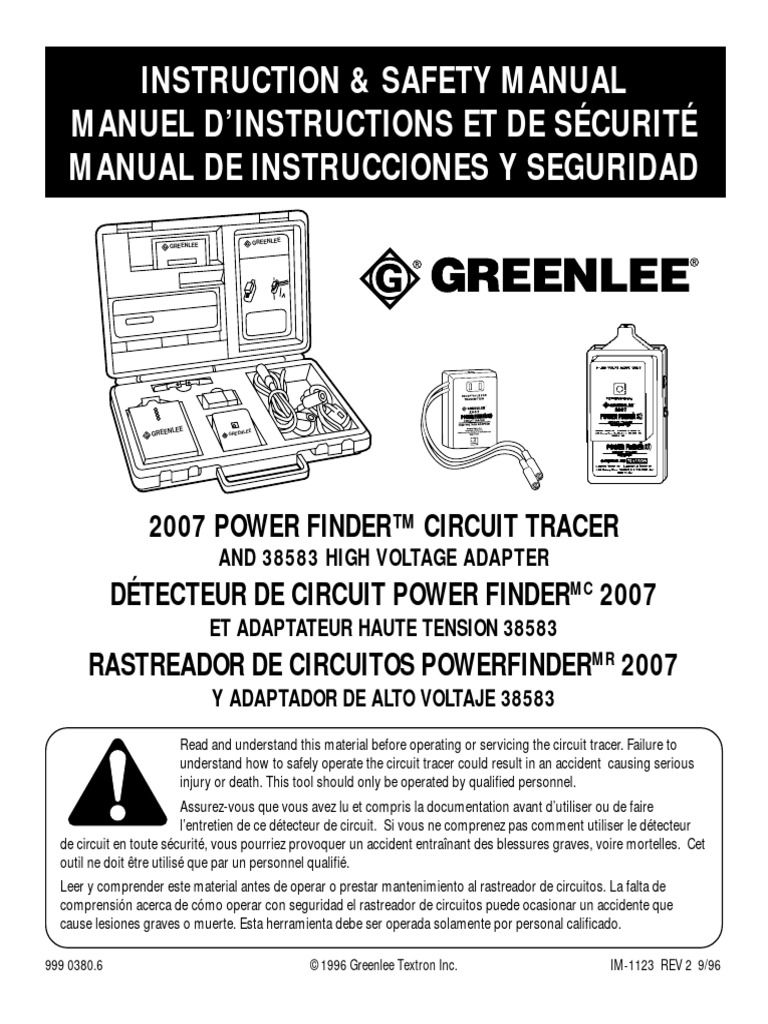 greenlee 2007 power finder circuit tracer PDF Fuse (Electrical
