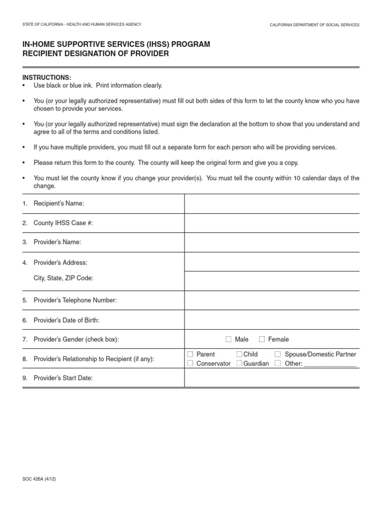 IHSS Provider Designation Form Guide | PDF | Human Rights | Justice