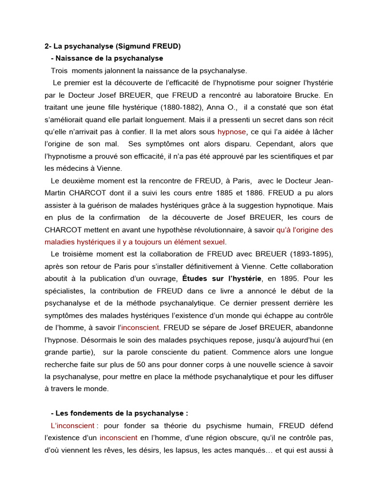 Naissance et fondements de la psychanalyse | PDF | Sigmund Freud ...