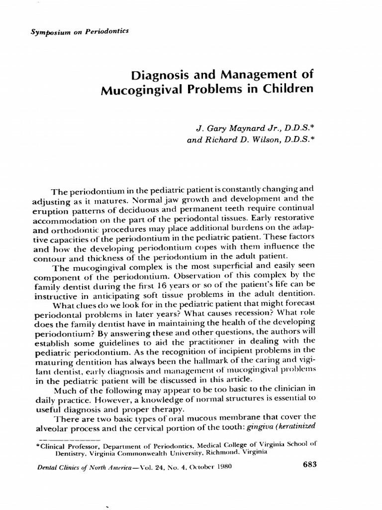Maynard 그리고 Wilson - 1980 - Diagnosis and management of mucogingival ...