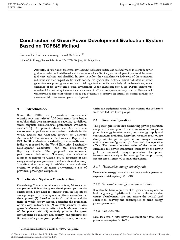 Green Power Development Evaluation System | PDF | Energy Conservation ...