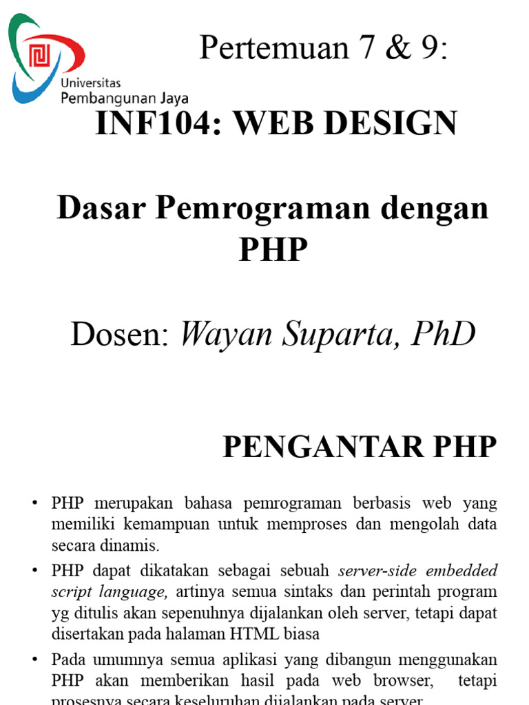 Dasar Pemrograman PHP untuk Web | PDF