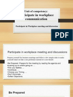 Participate in Workplace Meeting and Discussion