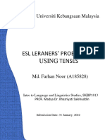 Esl Leraners Problems in Using Tenses