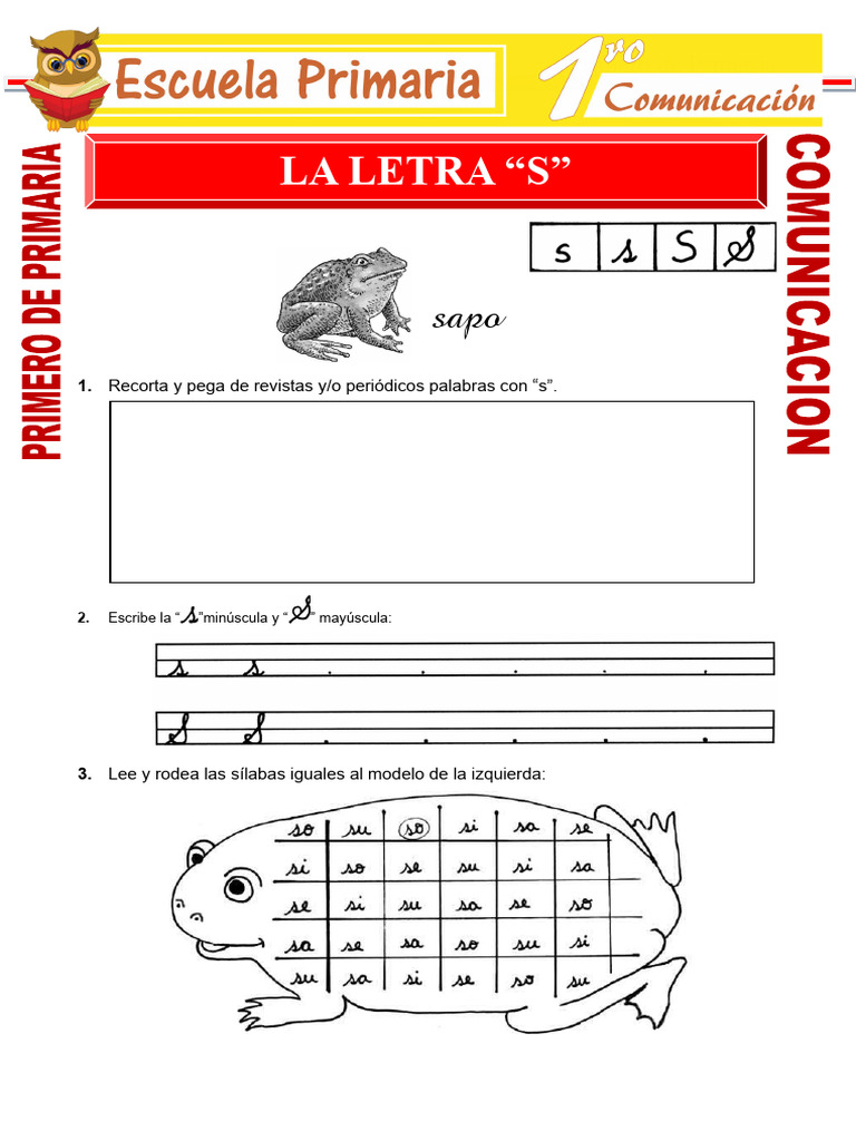 Actividades con la letra S para primer grado | PDF