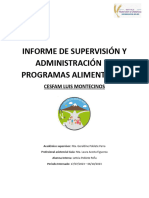 Informe de Supervisión y Administración de Programas Alimentarios