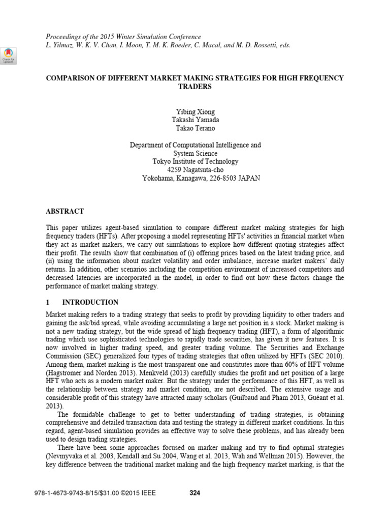 Comparison of different market making strategies for high frequency