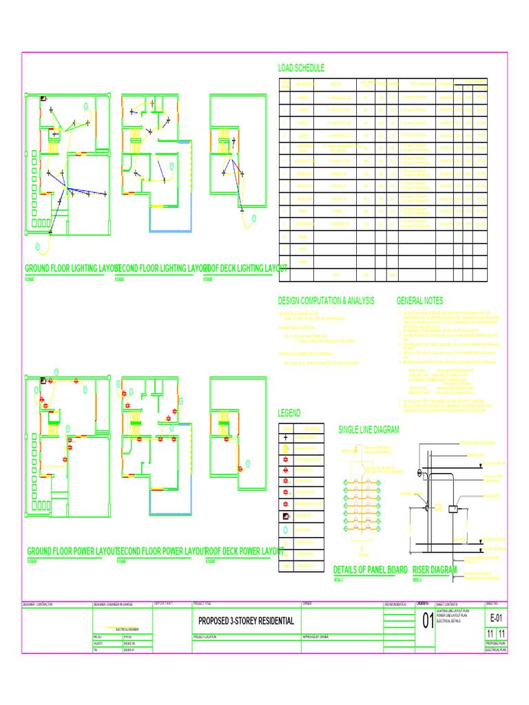 Load Schedule Ground Floor Lighting Layout Second Floor Lighting