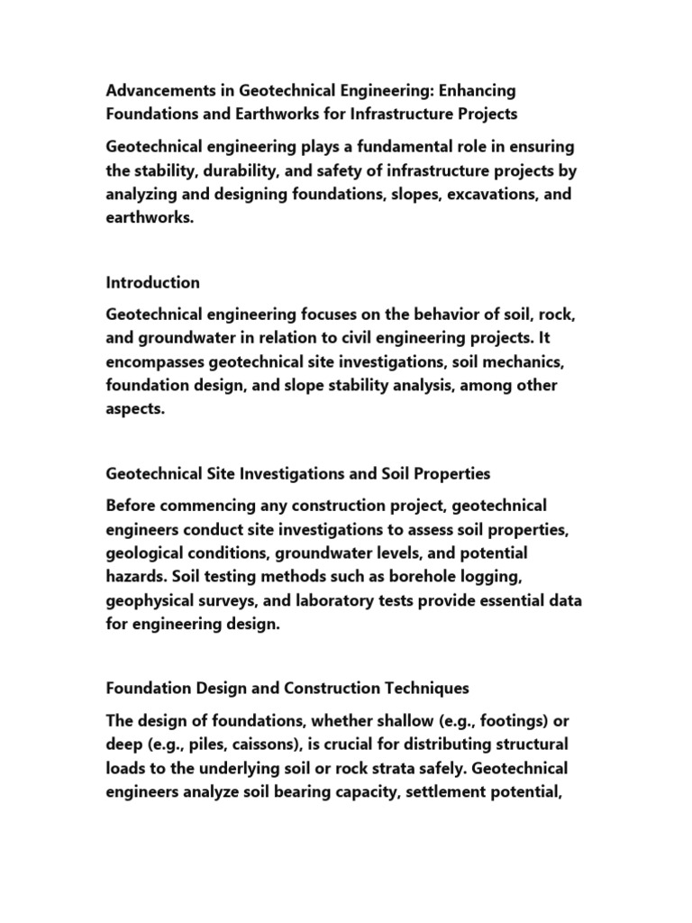Advancements in Geotechnical Engineering Enhancing Foundations and ...