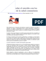 Abordar El Suicidio Con Los Lentes de La Salud Comunitaria