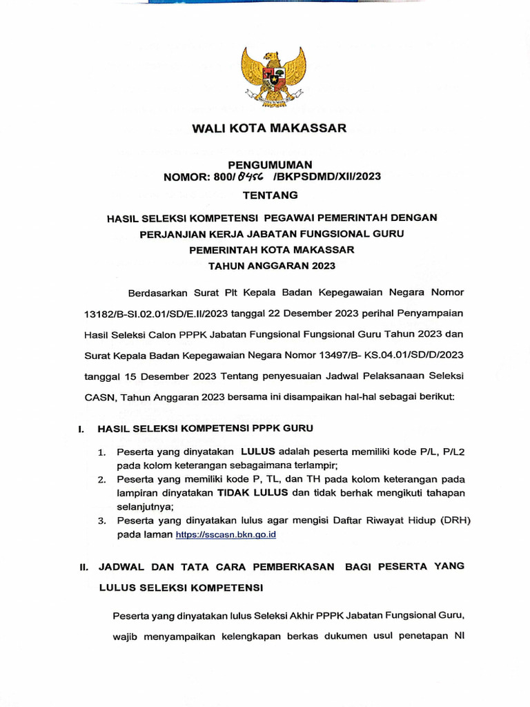 Pengumuman PPPK Guru 2023 Compressed | PDF