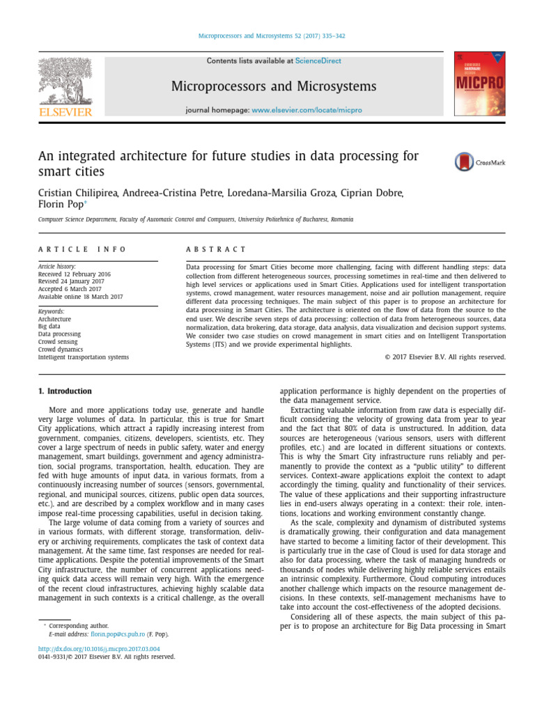 Smart Cities 1nzhb60g An Integrated Architecture For Future Studies in ...