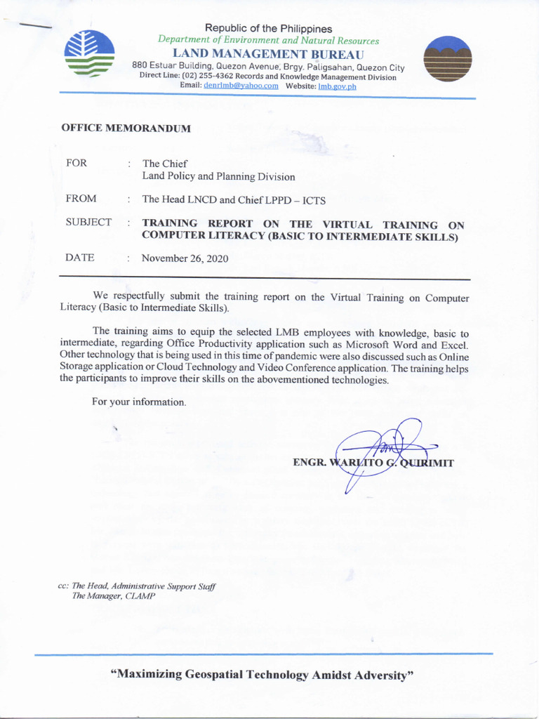 Training Report on Computer Literacy | PDF