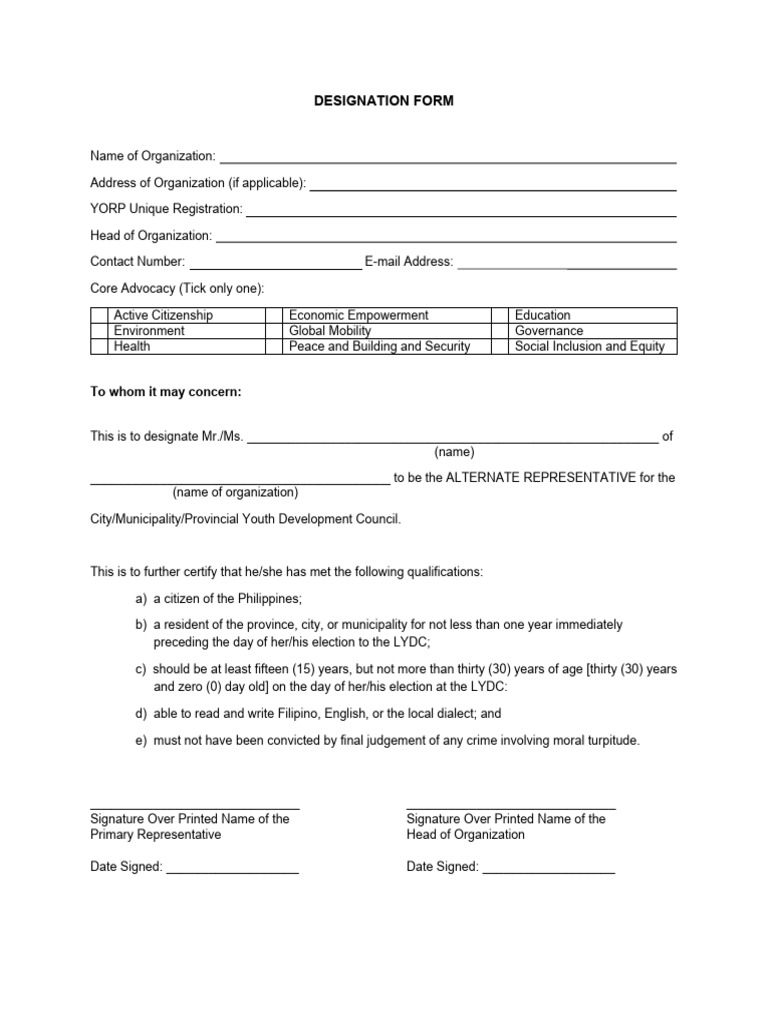 Designation Form | PDF