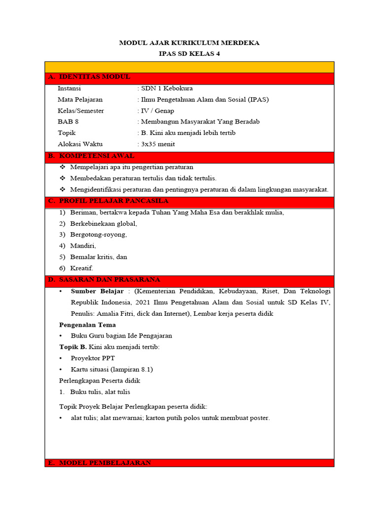 Modul Ajar IPAS Kelas 4 Kurikulum Merdeka | PDF