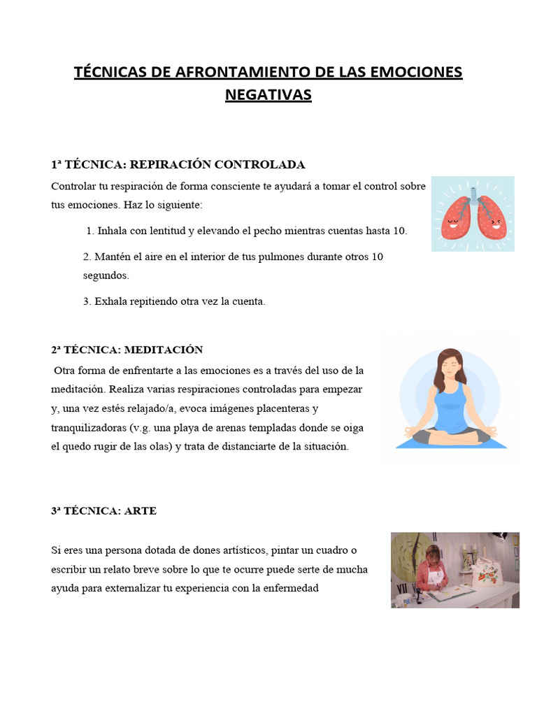 Técnicas para Afrontar Emociones Negativas | PDF | Sicología