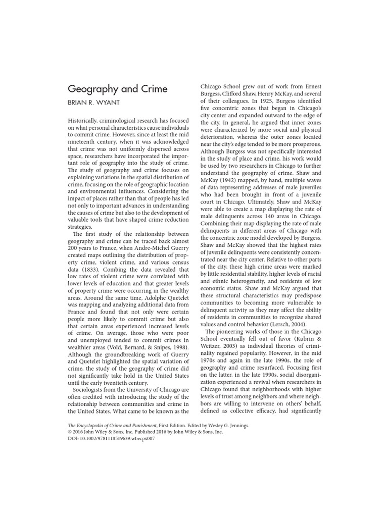 Geography's Role in Crime Analysis | PDF | Offender Profiling | Crimes