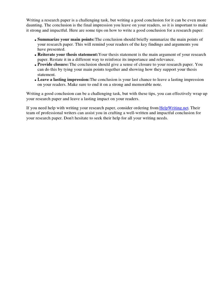 How To Write A Good Conclusion For A Research Paper | PDF | Enhanced ...