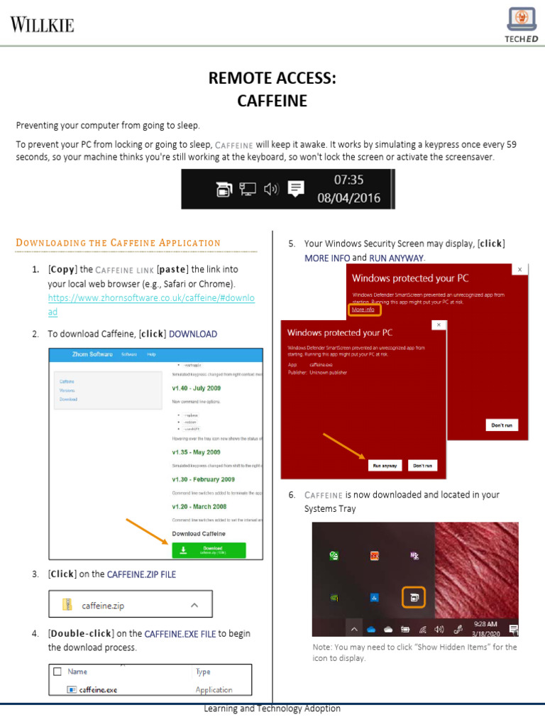 Caffeine App: Keep Your PC Awake | PDF | Computers
