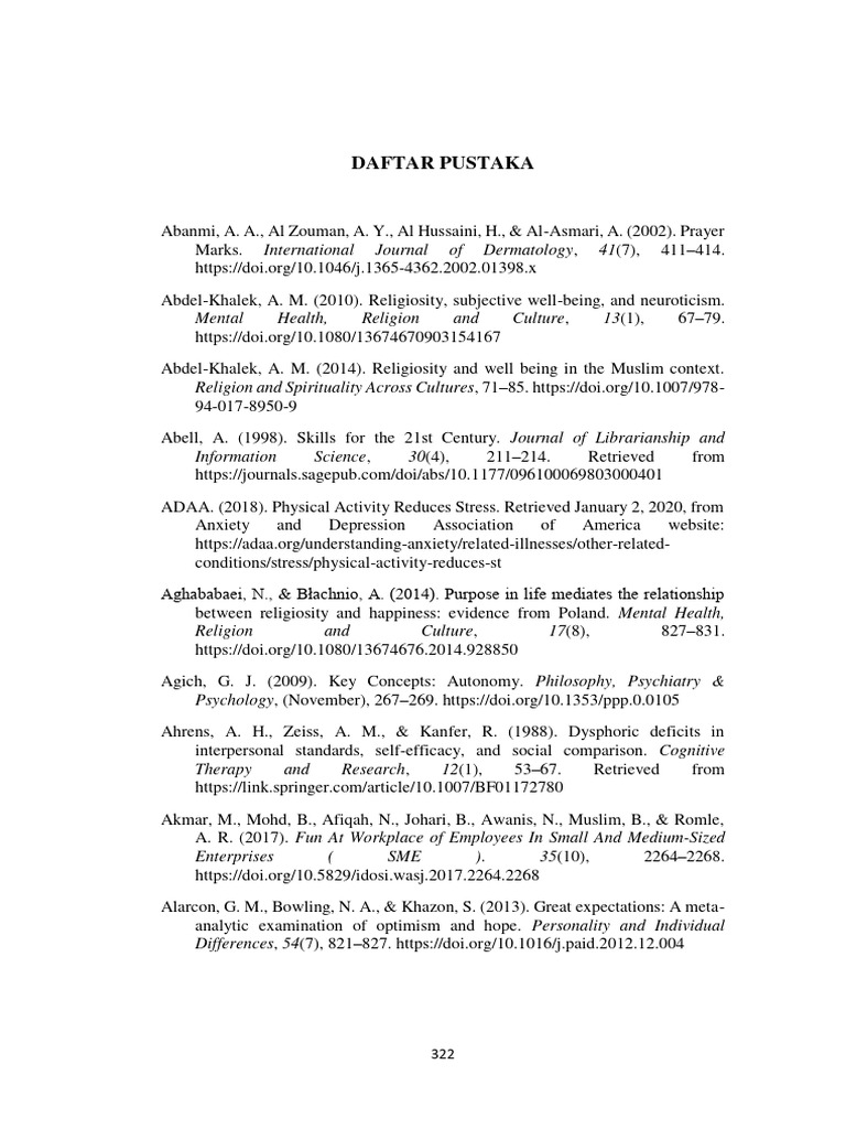 T - Daftar Pustaka - 12010118410032 | PDF | Psychology | Behavioural ...