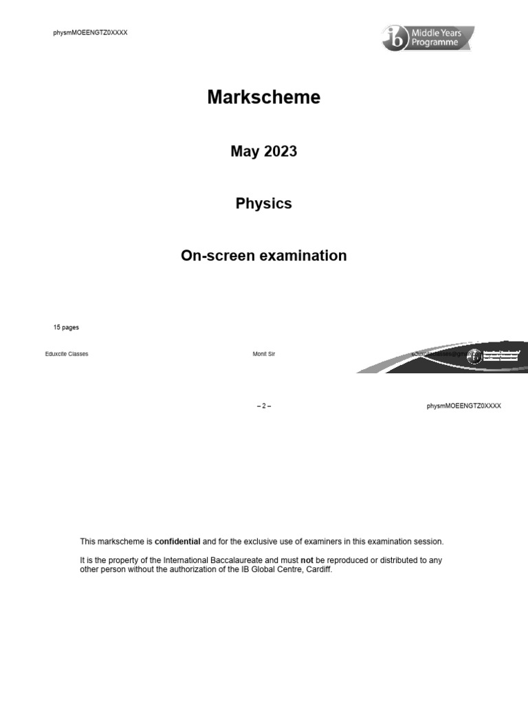 May 2023 Physics IB Markscheme | PDF | Atomic Nucleus | Temperature