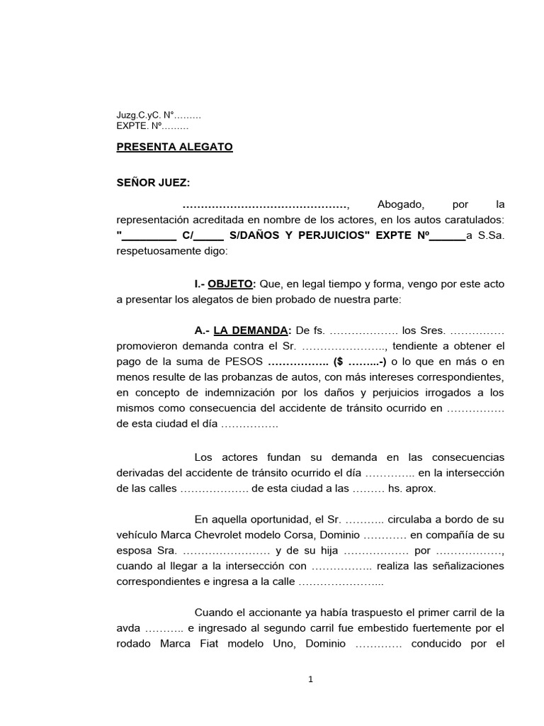 Proceso Ordinario Modelo Alegato Parte Actora | PDF | Póliza de seguros ...