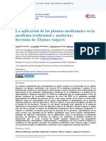 La Aplicación de Las Plantas Medicinales en La Medicina Tradicional y Moderna, Revisión de Thymus Vulgaris