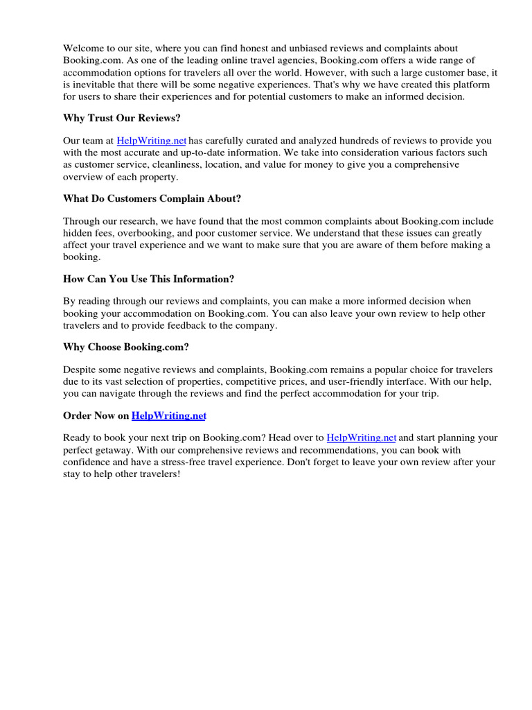 Reviews and complaints pdf booking com