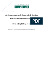 North American Wetlands Conservation Act Mexico Eligibility Criteria in Spanish