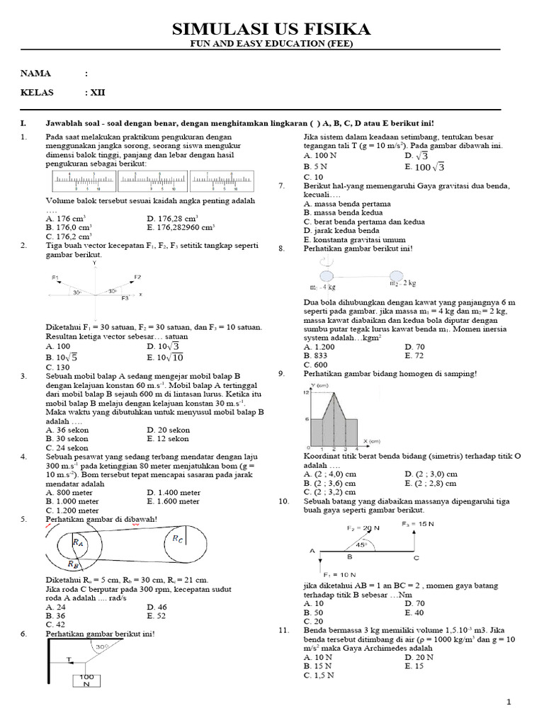 Soal Simulasi US Fisika Kelas XII | PDF