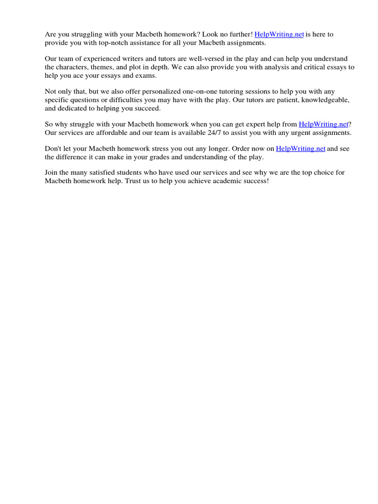 Macbeth Homework Help | PDF | Macbeth
