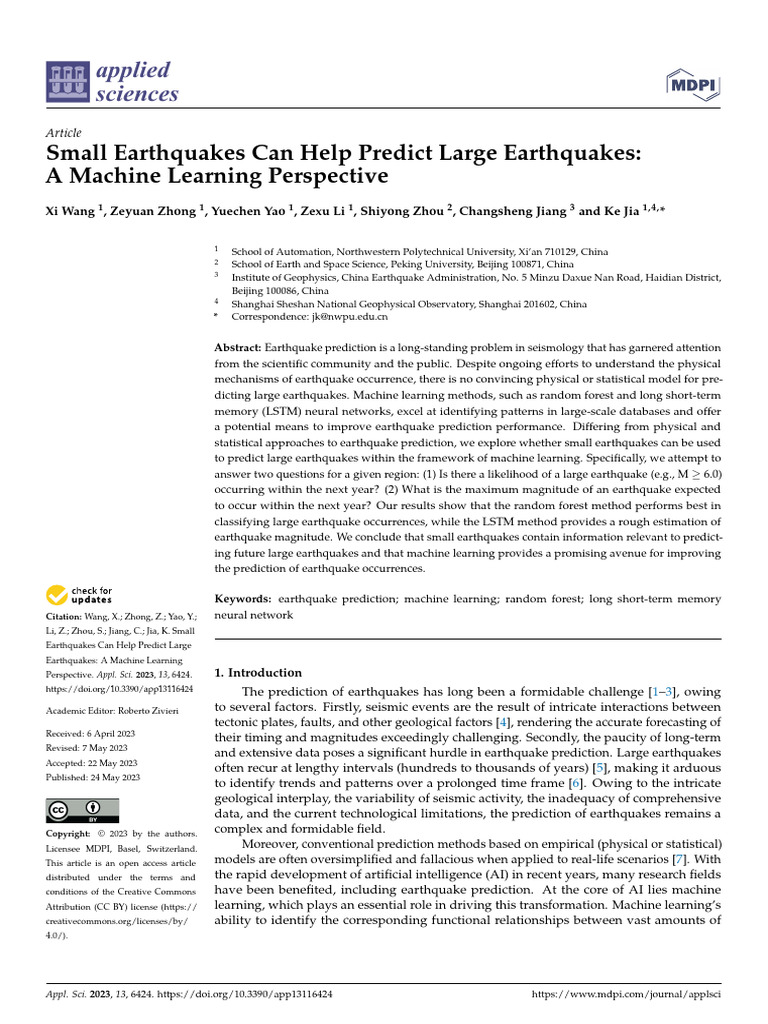 Small Earthquakes Can Help Predict Large Earthquak | PDF | Moment ...