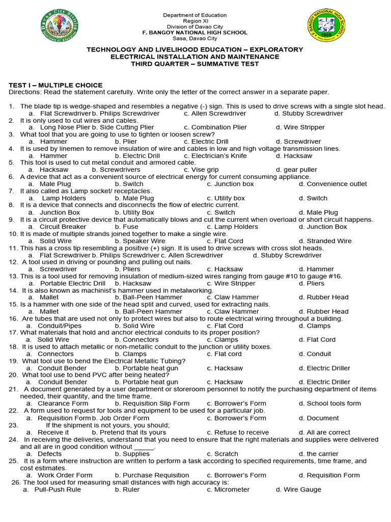 Electrical Installation Test Questions | PDF | Electrical Resistance ...