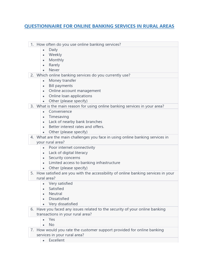 Snapshot of Online Banking Security Questionnaire