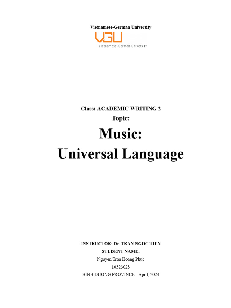 Music Universal Language Pdf Emotions Psychotherapy