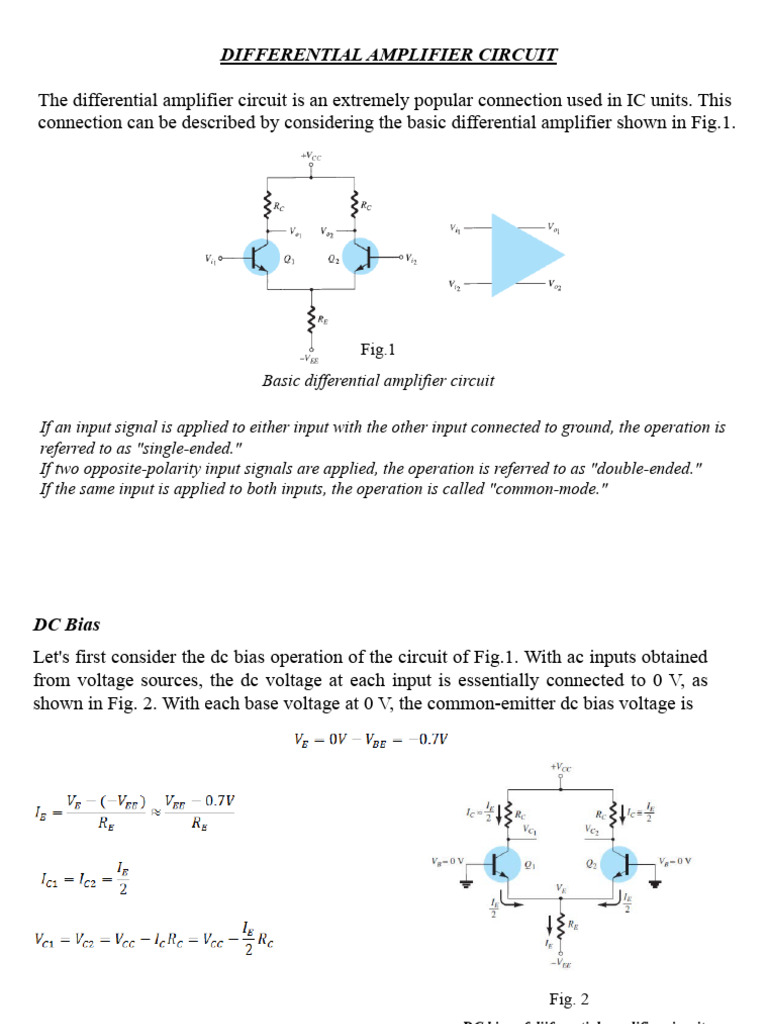 Differential Amplifier Circuit Analysis | PDF | Amplifier | Electrical ...